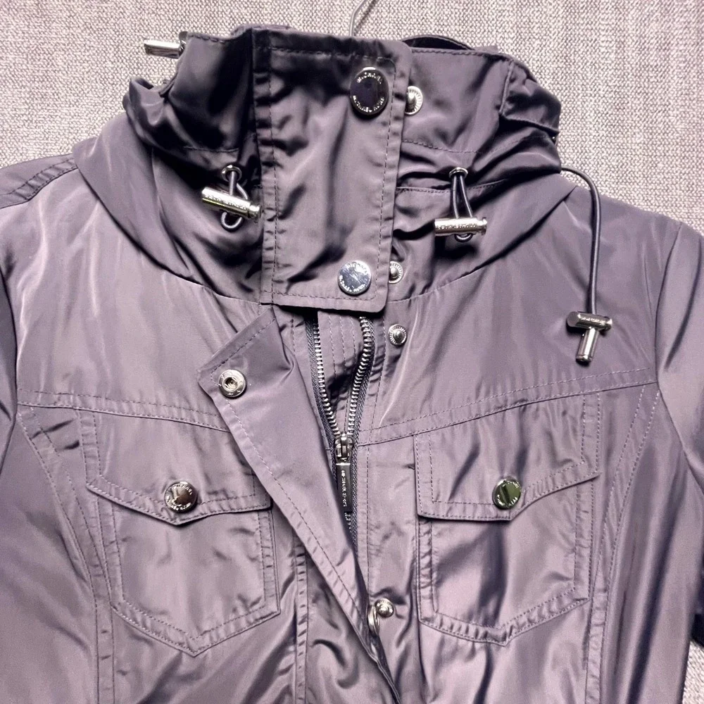 Michael Kors Anorak Jacket Womens XS Gray Full Zip Detachable Hooded Outdoor